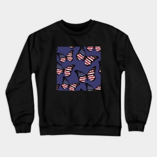 United States Flag of Vintage Butterfly Seamless Pattern Crewneck Sweatshirt